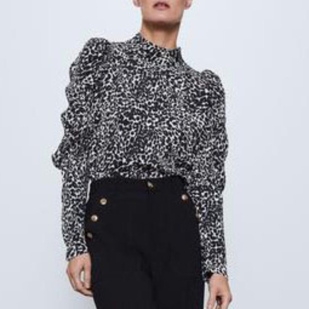 NWT Zara Animal Print Blouse - Size L